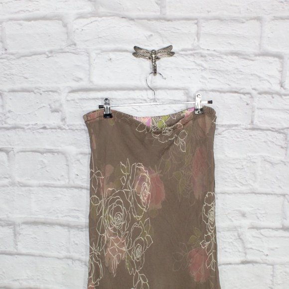 Vintage! Adriana Papell Brown Silk Elastic Waist Lined Skirt Size 10 - Picture 2 of 8